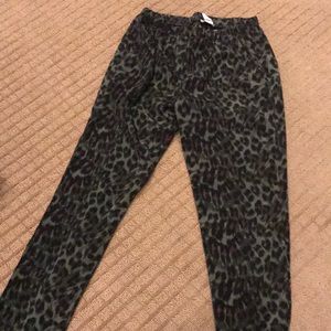 Green leopard print joggers